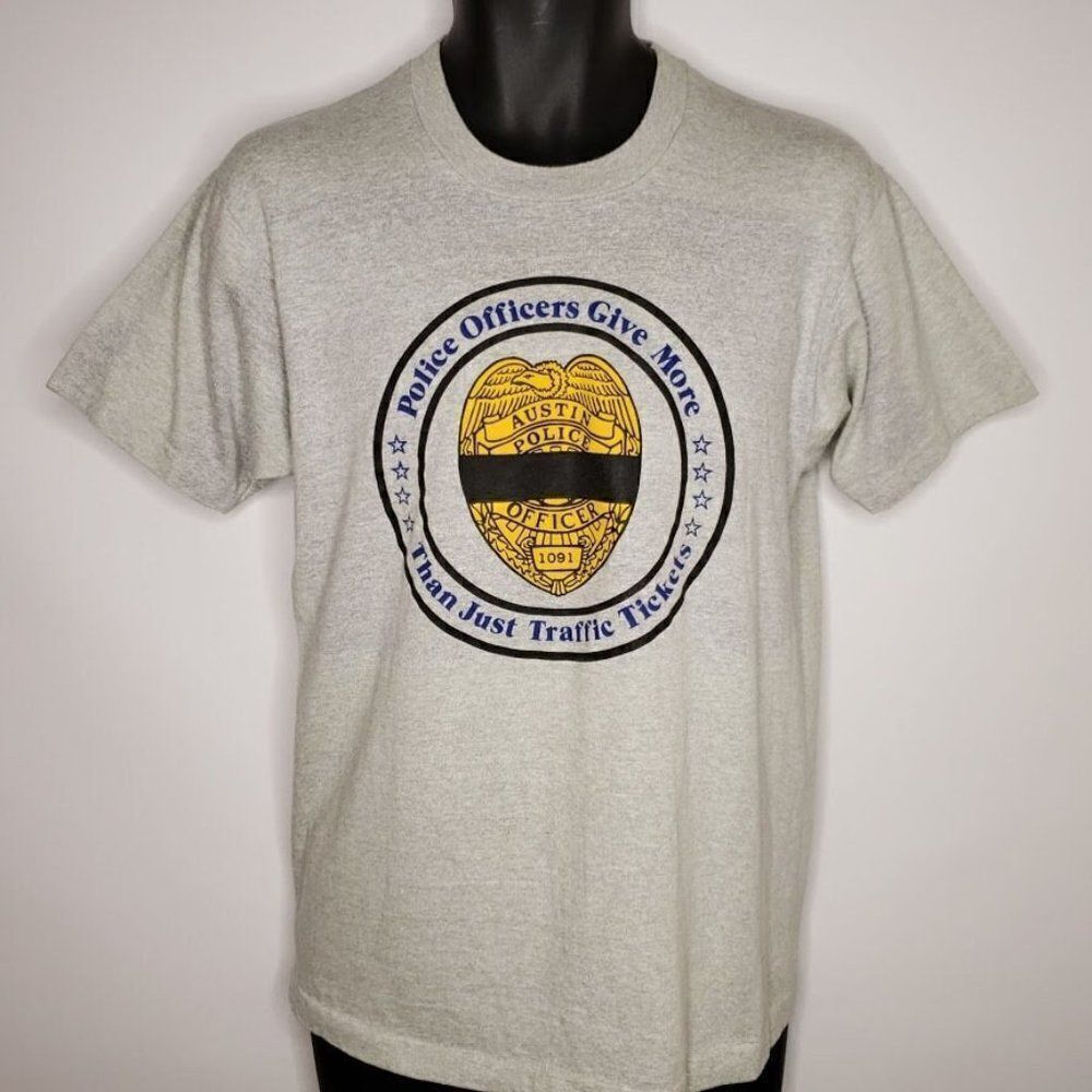 Austin Police Mourning Band T Shirt Vintage 80s Police Officers Give More